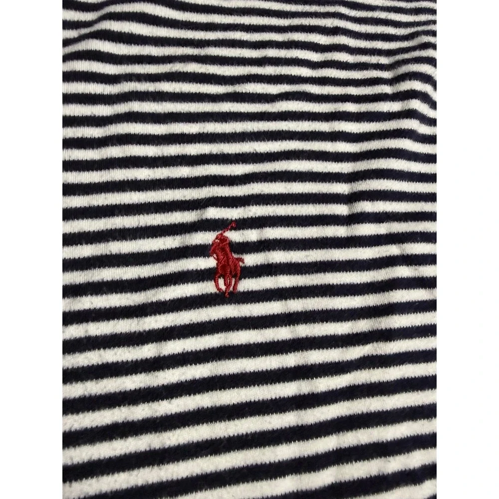 Polo Ralph Lauren Polo Shirt Mens XL Navy White Good Striped Short Sleeve